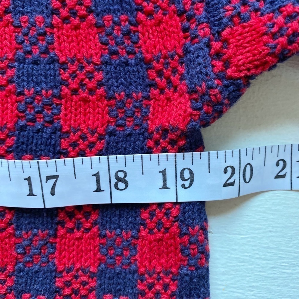 Catcher Vintage Red & Blue Checkered Cotton Crew Neck Sweater - Picture 7 of 8